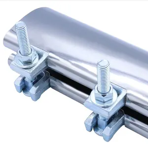 Stainless Steel One-Piece Galvanized Repair Pipe Clamp with Two Bolts 2" X 6" for Water Pipe Plumbers & Copper Leak Repair Kit