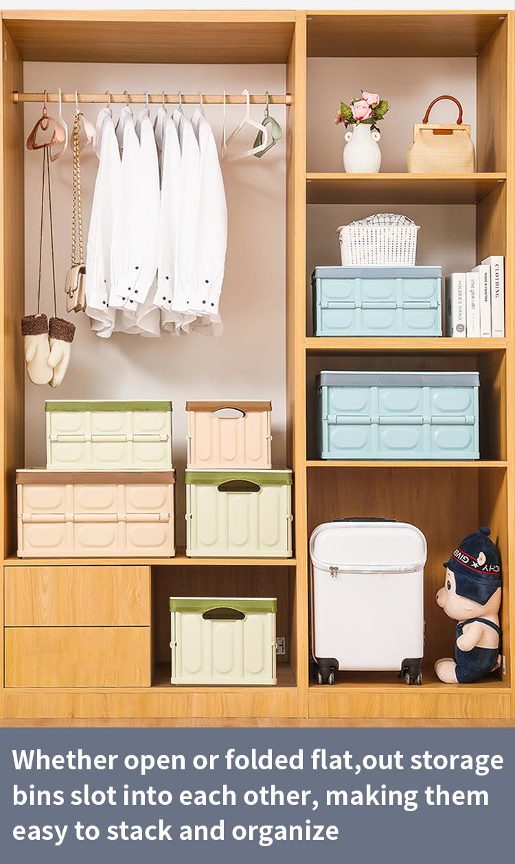 Collapsible Storage Bins with Lids Plastic Storage Containers for Organizing Stackable Storage Box Large Heavy Duty Utility Crates Space-Saving Durable