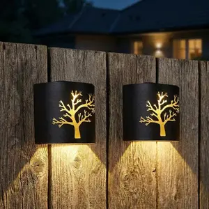 Solar Wall Lights, Tree Shaped LED Decorative Lights, IP44 Waterproof Solar Sconce Lights for Front Garden, Patio, Balcony & Stairway Decor