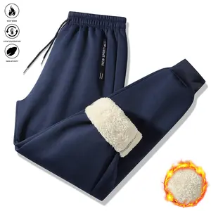 Men's solid color jogging pants - Warm fleece-lined drawstring sports pants with zipped pockets, casual fall-winter jogging pants, comfortable and fitting pants | Adjustable jogging pants