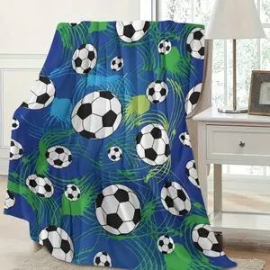 1pc Soft and Comfortable Football Themed Flannel Blanket - Perfect Gift for Soccer Fans Suitable for Bed, Chair, Sofa, Car, Camping Blanket Multipurpose Gift Blanket All-Season Use K