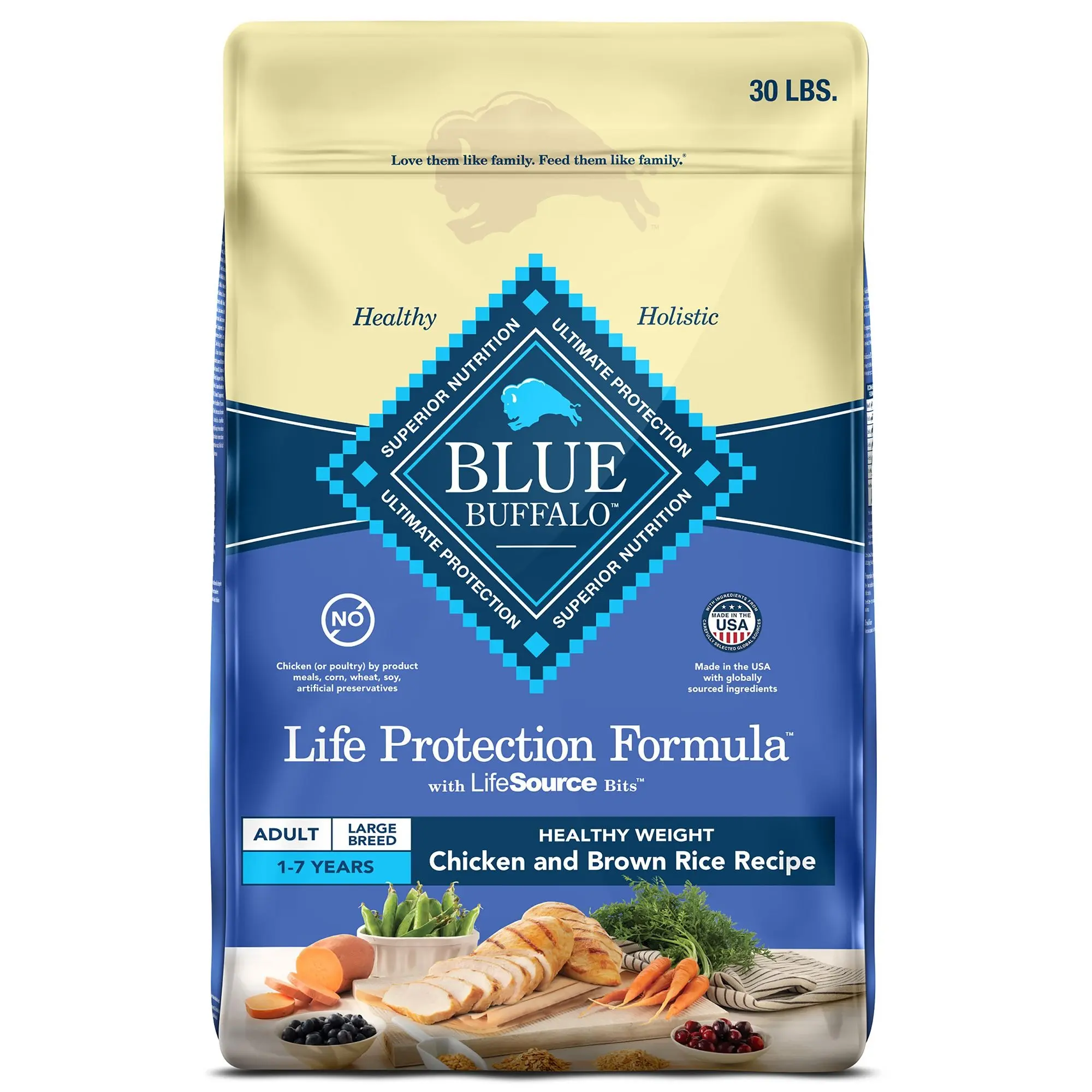 Blue Buffalo Life Protection Formula Adult Dry Dog Food, Chicken & Brown Rice Recipe, 15-lb Bag