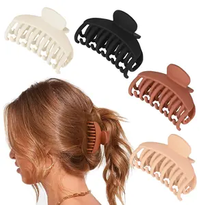 4 PCS Double Row Teeth Hair Claw Clips 2.5" Medium Hair Clips for Thin Hair Small Matte Clips Short Fine Hair Accessories for Women and Girls