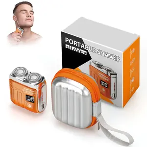 Beard Shaver Electric Portable Mini Shaver, Waterproof, Suitable for Men,  Storage, Rechargeable, Black Orange Color shaver for men gift for wife Comfort Smooth Facial Lightweight
