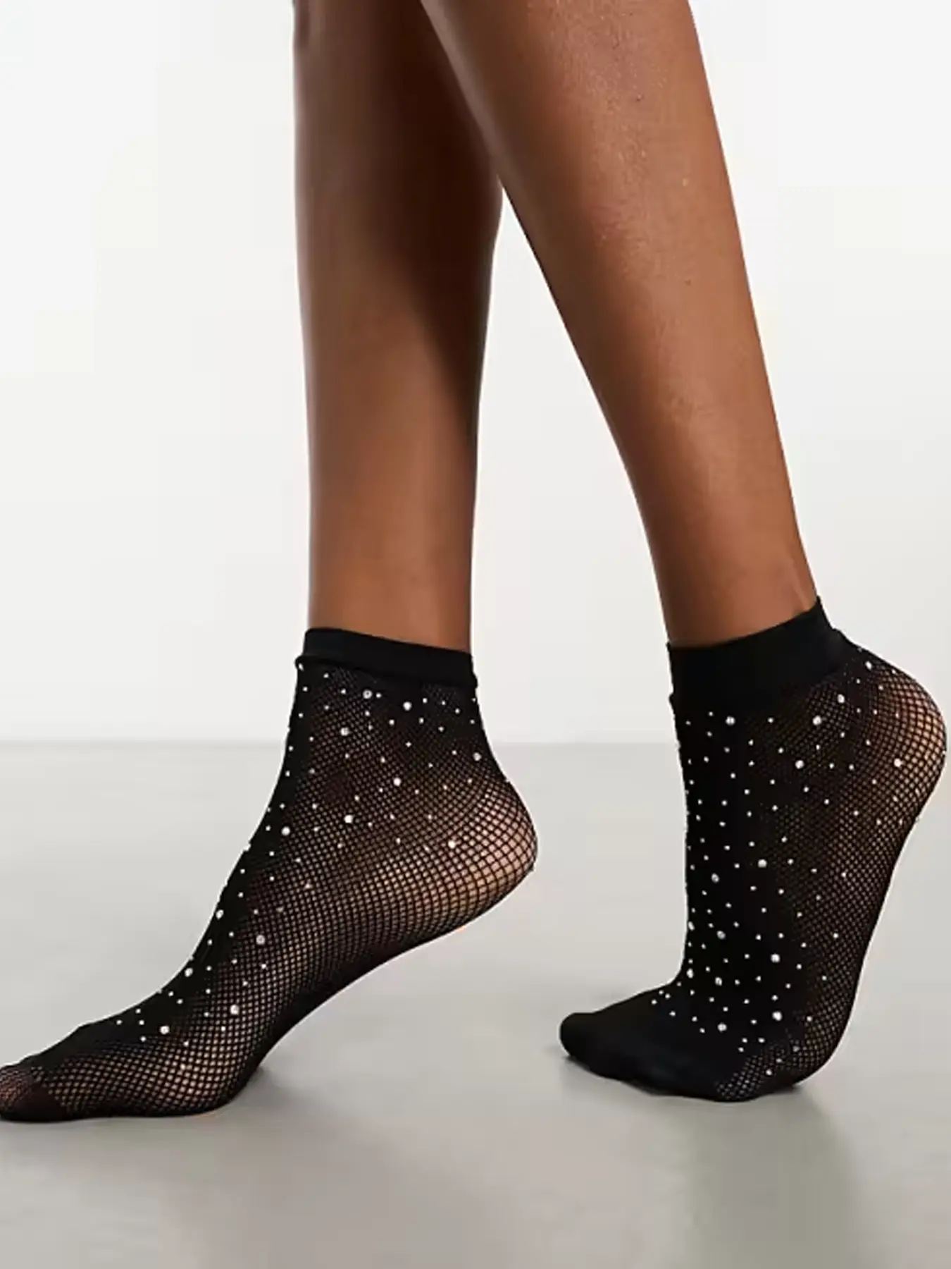 Women's Sexy Fashion Rhinestone Mesh Tube Socks, Casual Fitted Design, All Seasons Wear, Plain Pattern, Comfortable and Stylish, Breathable, Womenswear, Soft Breathable Socks