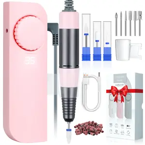 Saviland Electric Nail Drill – (Coreless Motor) Rechargeable Nail File Matte Nail Drill Machine 35000RPM with 9 Nail Drill Bits for Acrylic Gel Nails Removal Manicure Pedicure for Salon Home, Pink