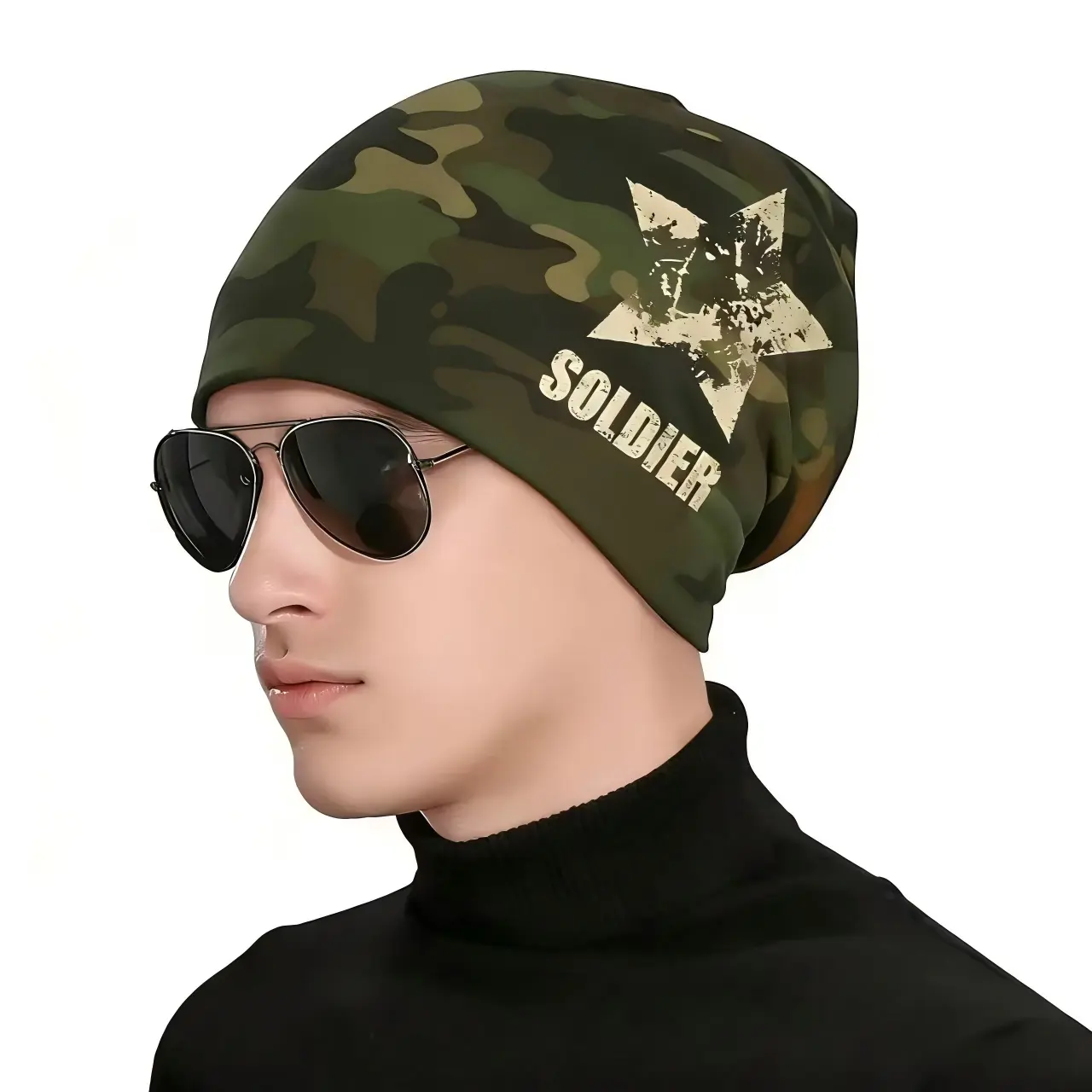 Women's Camouflage Slouchy Beanie in Soft Stretch Polyester - Lightweight Hat with a Comfortable Fit for Chemo Patients & Daily Wear, Undercap, Casual, High Quality Polyester, Chemo Headwear, All Seasons, 20-23 Inches, Everyday