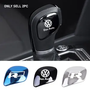 2Pcs Car Gear Lever Badge Stickers Shift Stick Decals Automotive Interior Accessories For Volkswagen VW GTI Polo Golf Passat Tiguan Arteon Touareg CC Taigo Caddy Jetta T-ROC Beetle Sharan Touran Scirocco