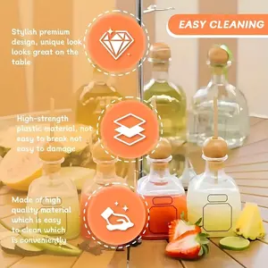 12.68oz (375ml) Mini Tequila Bottle with Cork & Straw - Reusable Leak-Proof Travel-Size Clear Plastic Dispenser, Square Design for Home Bar, Parties, Camping & Outdoor Use, Party Drinkware | Stylish Drinkware | Natural Cork Stoppers, Tequil