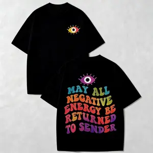 Evil Eye Energy Shield T-Shirt, TikTok Shop Black Friday Holiday Gift for Men and Women, Matching Couple Set, Washed Short Sleeve Loose Soft 100% Cotton Streetwear, Unisex Casual Clothing tiktokshopspringglowup