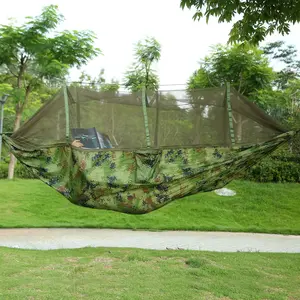 canopy Camping Hammock, Portable Double Hammock with Net,600lbs Load 2 Persons Hammock w/Mosquito Net Outdoor Hiking Camping Hommock Portable Nylon Swing Hanging Bed w/ Strap Hook Carry Bag  single Hammock