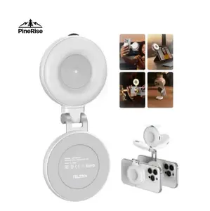 Magnetic Mirror Selfie Tool - 360° LED Ring with MagSafe, Mirror, Phone Stand, Portable Rechargeable Fill Light (3 Color Modes) for Makeup, Live Streaming, iPhone-Compatible Accessories, Mother’s Day Gift