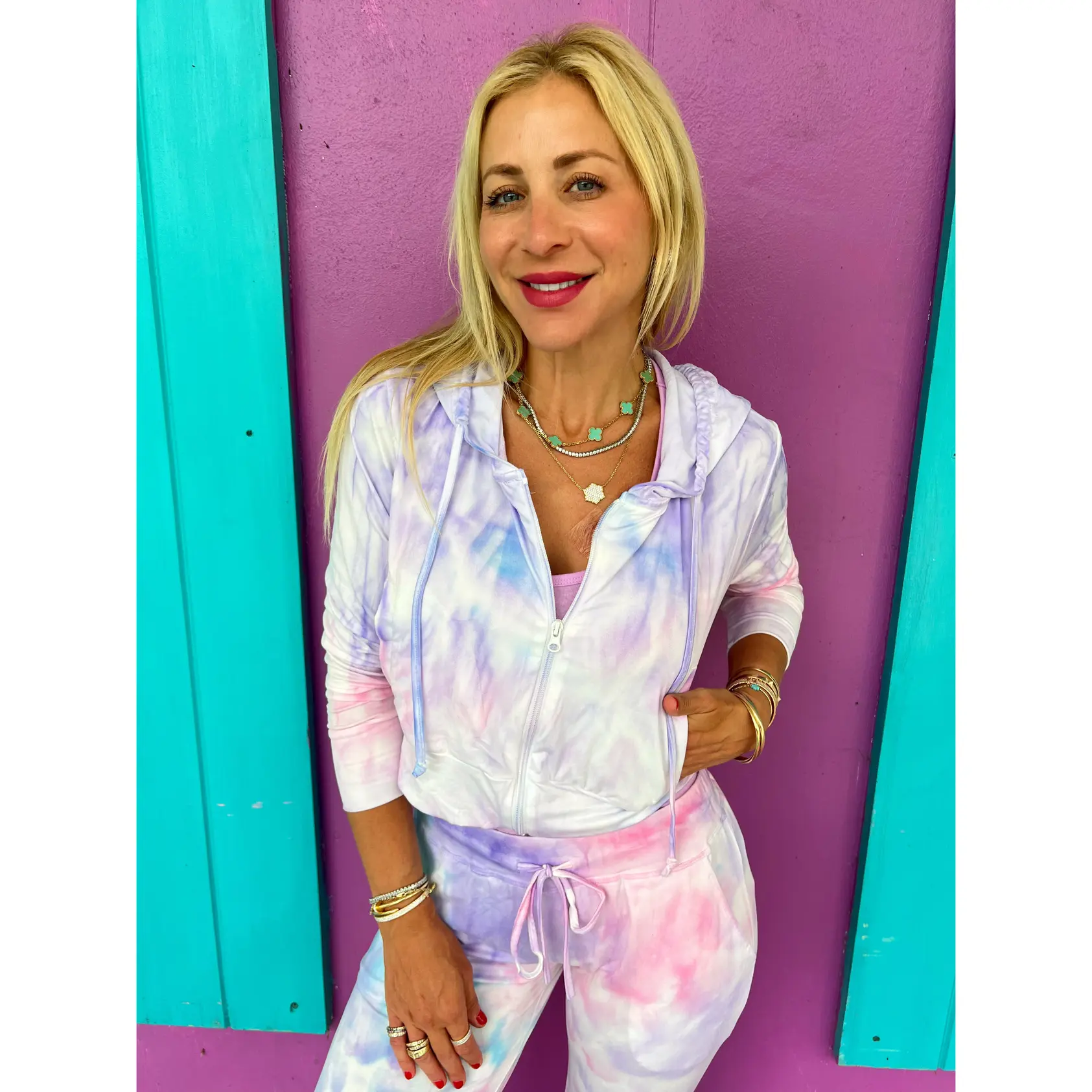 Cotton Candy Tie-Dye Zip Up Hoodie