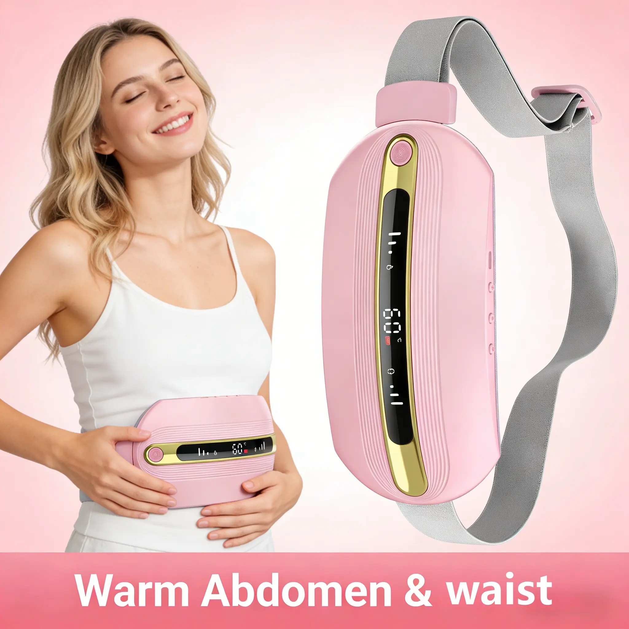 Menstrual Warm Patch, Menstrual Heating Pad, Period Abdominal Heat Wrap, Heated Wrap, Hot Compress Massage Pad, 4 Vibration Modes Massager, Temperature Adjustable (), Women Only