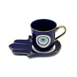 Turkish Cup With Saucer | Blue Ceramic Drinkware