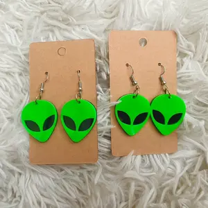 Green alien head hook earrings Green alien head hook earrings
