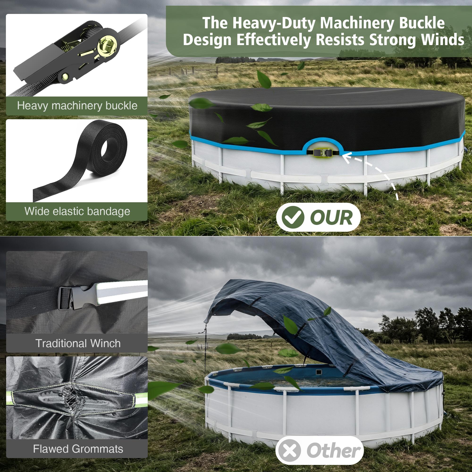 for outdoor  framed above-ground , made of Oxford fabric as a Four seasons  protector, equipped  heavy-duty mechanical buckles and straps, waterproof   , suitable for framed  and hot tubs.