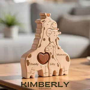 Personalized Giraffe Family Puzzle, Mothers Day Gift, Anniversary, Baby Shower, Home Decor, Safari Nursery Decor, Kids Room, New Mummy Ideas