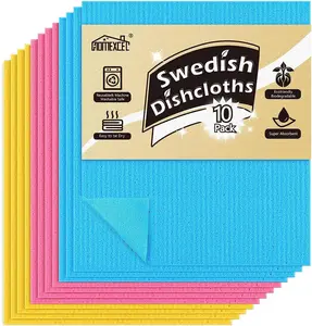 Swedish Dishcloths for Kitchen 10 Pack, Sponge Dish Cloth for Counters & Washing Dishes, Reusable and Absorbent Paper Towel Glass Wipe Household
