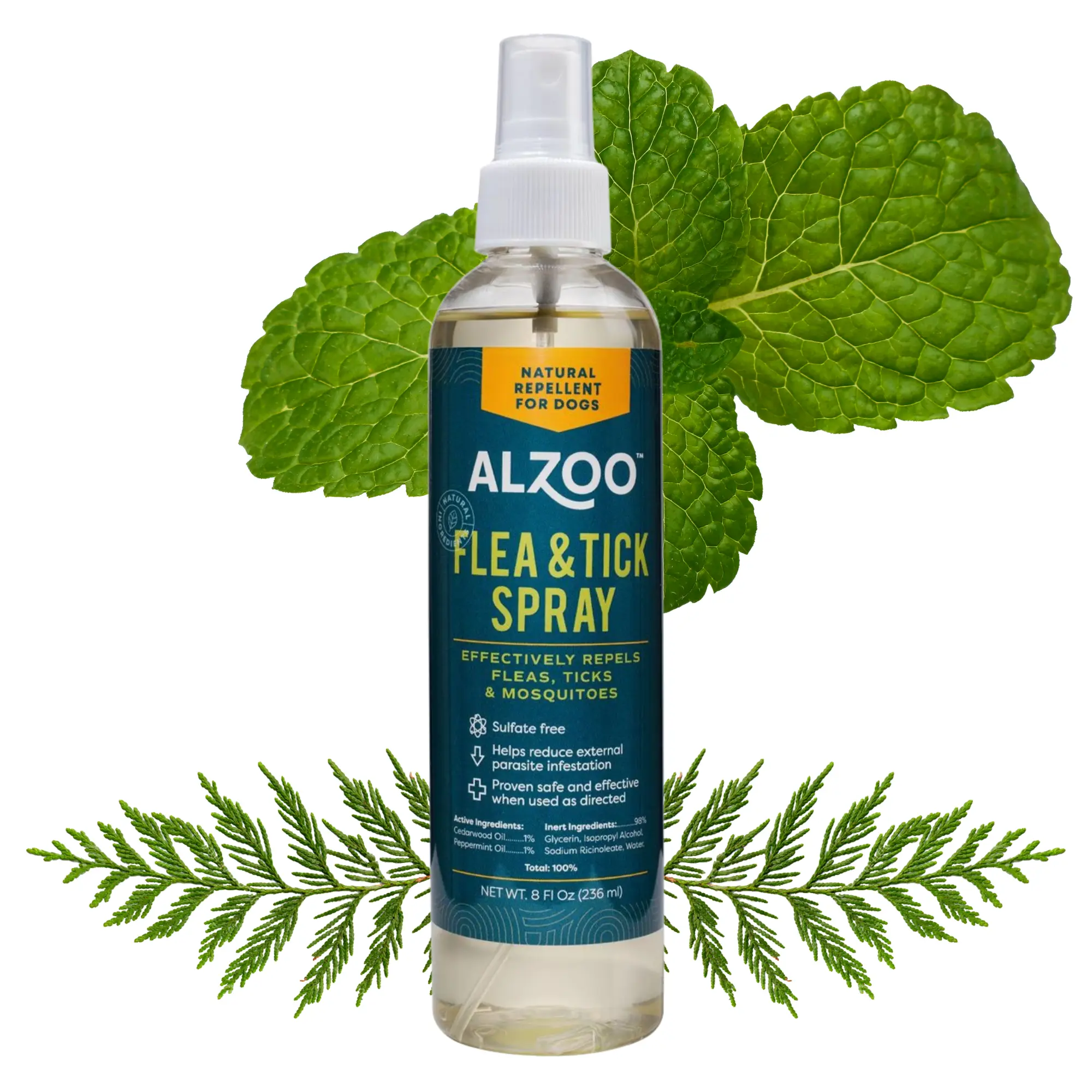 Flea and Tick Repellent Spray for Dogs, Effectively Repels Fleas, Ticks & Mosquitos, Plant-Based Active Ingredients, Sulfate-Free, 8 Fl. Oz.