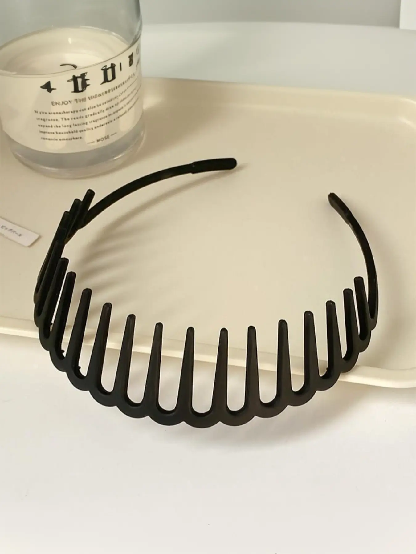 Matte Black Toothed Headband Non Slip Wide Comb Teeth Hair Hoop Women Daily Wash Face Skincare Hair Accessories, Head Band For Washing Your Face