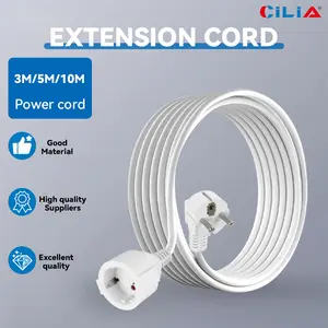 IP44 Waterproof Extension Cord for Outdoor, 3m/5m/10m Schuko Power Cable, 2500W with Seal Cap, Camping Garden Use, white/black