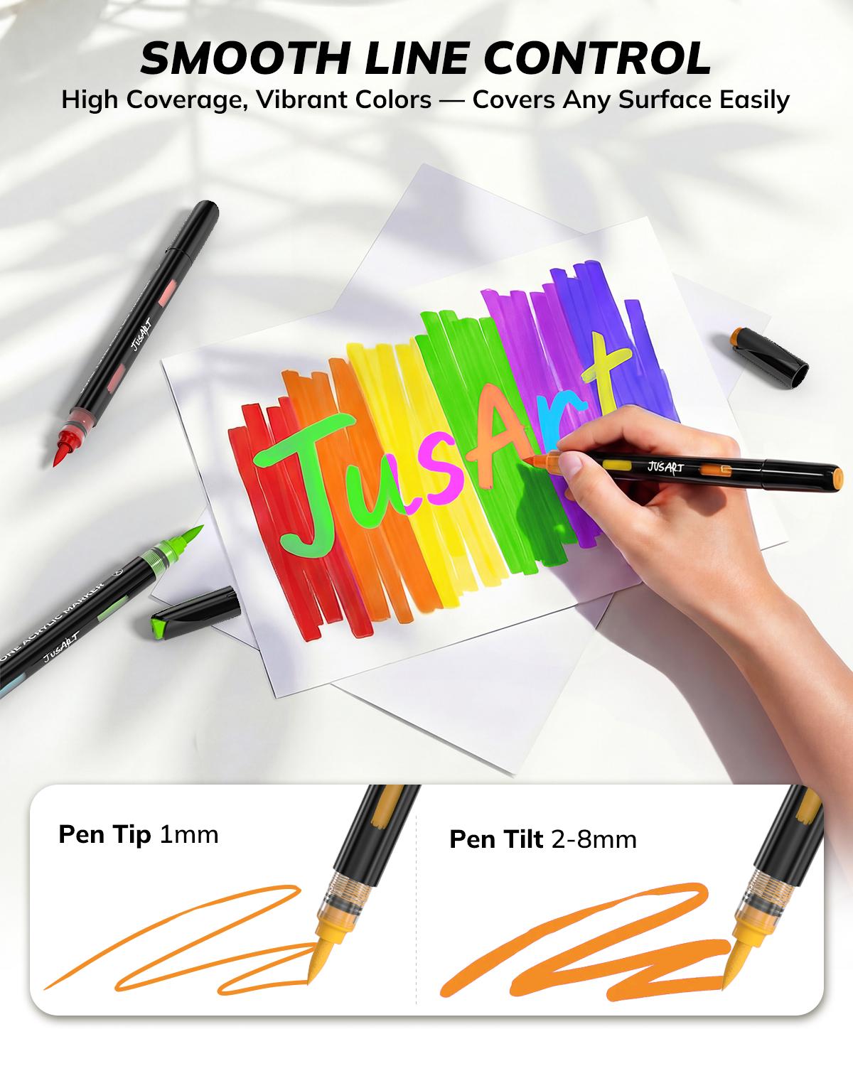 [JusArt] 96/72/48 Colors Dual-Tone Acrylic Markers – Double-Ended, Vibrant, Versatile, and Colors Can Overlap for Art, Coloring, & DIY Projects!