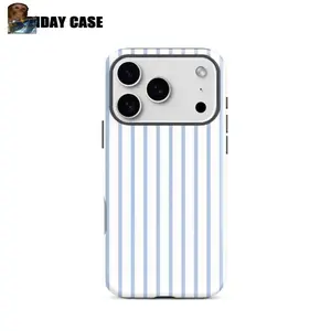 MagSafe iPhone Case Minimalist Blue And White Striped Phone Case for Iphone 17, 17 Pro, 16 Pro Max, 15 Pro, 13, 11, 12, XS, 8 Plus, And 7, 2-In-1 Design, Phone Case, Phone Cases, Handy Cover For iPhone13