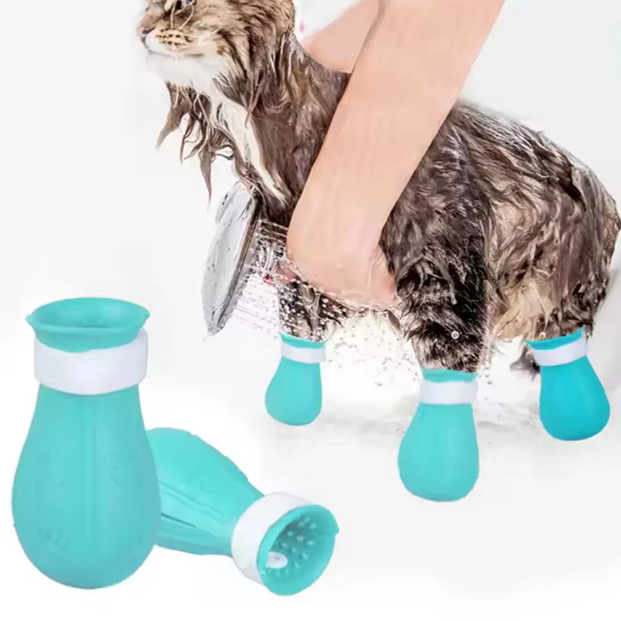 Cat Claw Protector Bath Anti-Scratch Cat Shoes For Cat Adjustable Pet Bath Wash Boots Cat Paw Nail Cover Pet Grooming Supplies