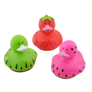 2" Brightly Colored Summer Fruits Rubber Ducks - 12 Pc.