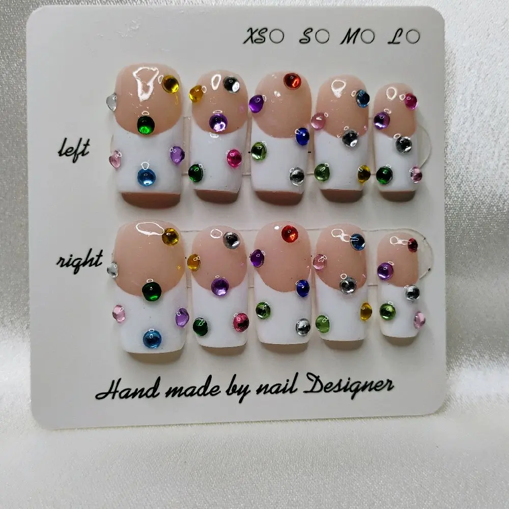 Medium Square nails with rhinestone