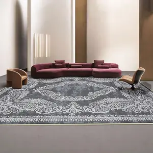 Velvet Rectangular Rug, European Vintage Style, Living Room Sofa Mat, Bedroom Bedside Blanket, Multi-Scene Use