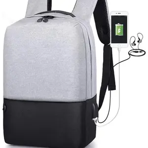 Laptop Backpack With USB Charging Port Men Women 15.6 Anti Theft Travel School Canvas PU Leather