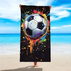 Fast-Drying Lightweight Microfiber Towel, Colorful Football Design, Absorbent Multi-Functional Sports Beach Pool Yoga Camping Gym Accessory