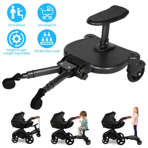 Universal Stroller Board with Detachable Seat, 2 in 1 Buggy Board Suitable for Most Brands of Strollers, Holds Children Up to 55 lbs