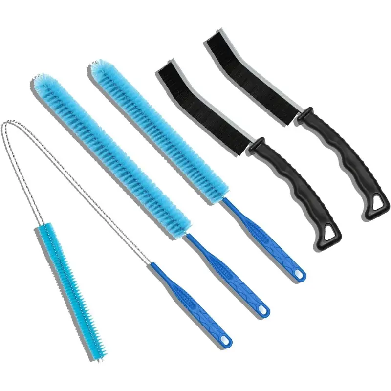 Home Improvement Essential Cleaning Kit - 5-Count Dryer Vent Cleaner, 5-Piece Refrigerator Coil Cleaning Brush for Clog Removal in Kitchen Sinks, Drains, Showers