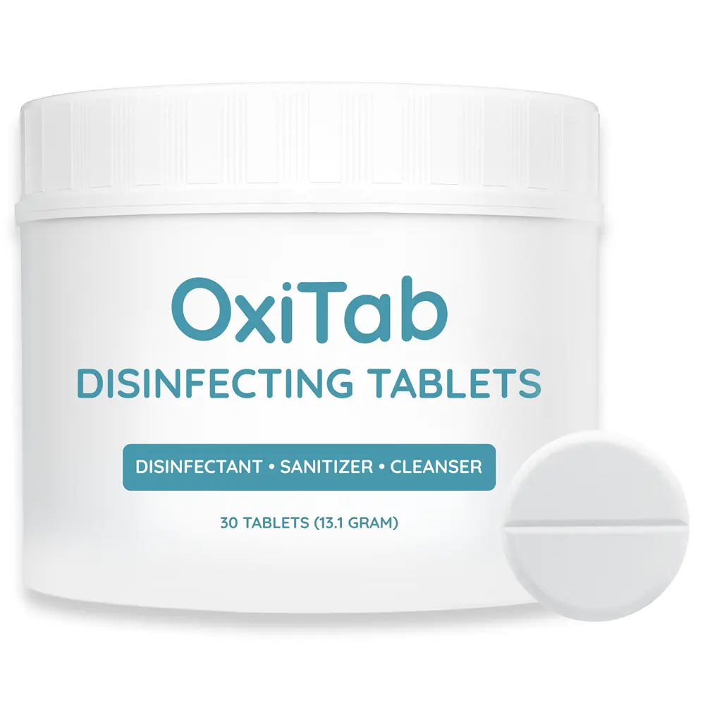 OxiTab Disinfectant Tablets – EPA Registered, Non-Hazardous, Kills 99.9% of Germs – Just Drop, Dissolve & Disinfect – Safe for Salons, Spas, Vets, Pet Daycare, Hospitals, Turf Cleaning, Schools & Home
