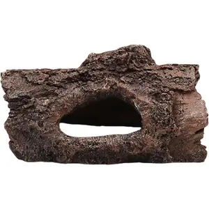 Reptile  Cave, 5.31 inch Small Hollow Log Hideout,  Tree Trunk Design, Climbing Platform for Bearded Dragon, Gecko, Snake, Fish  Accessories