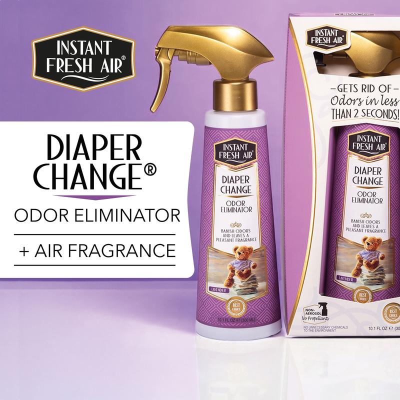 Pleasant DIAPER CHANGE Odor Eliminator & Air Freshener Spray Bottle 10.1 Oz Lavender Scented Eco-Friendly No Propellants – Fragrance Airfreshener Laundry Urine Deodorizing Deodorizer Baby Essentials Diaper Bag – INSTANT FRESH AIR