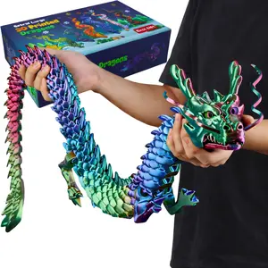 oversized 35.4-inch  3D-printed dragon toy, giant fully articulated Chinese dragon-shaped violin, decorative item for home office, surprising stress-relieving gift for children and adults (green gradient)