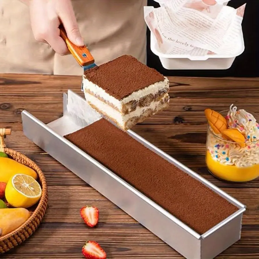 3pcs/ 1pc, detachable side cover rectangular cake mold, oven cake tray, tiramisu cheese chiffon cake, non-stick aluminum  cake tray, reusable, easy to clean