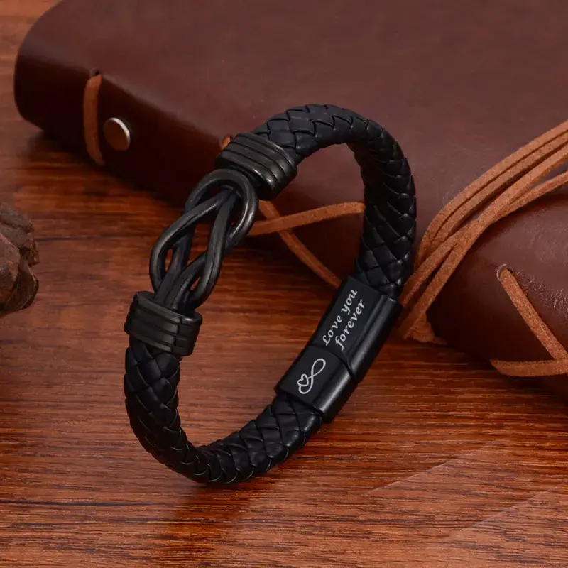 ChicBloom B 1PC Unique Gift for Son, Birthday Gifts for Son from Mom Leather Bracelet, Leather Braided Bracelet, Knotted Bracelet Jewelry for Son from Dad, Bracelet for Daily Wear Gift for Son