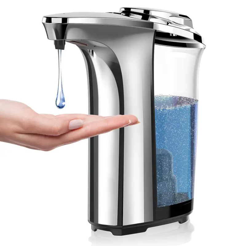 Automatic Soap Dispenser, Touchless Dish Soap Dispenser 17oz/500ml with Infrared Sensor, Liquid Dispenser for Bathroom Kitchen (Silver)