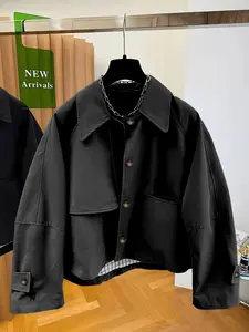 Women's Jacket Coat Top, Lapel Long Sleeve Patchwork Shirt, Stylish Casual Jackets Outerwear with Button for Daily Wear, Comfortable and Trendy Design
