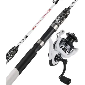 Spinning Reel and 2- Fishing Rod Combo, Durable Graphite & Fiberglass Rod, Split-Grip Cork Handle,Right/Left Handle Position