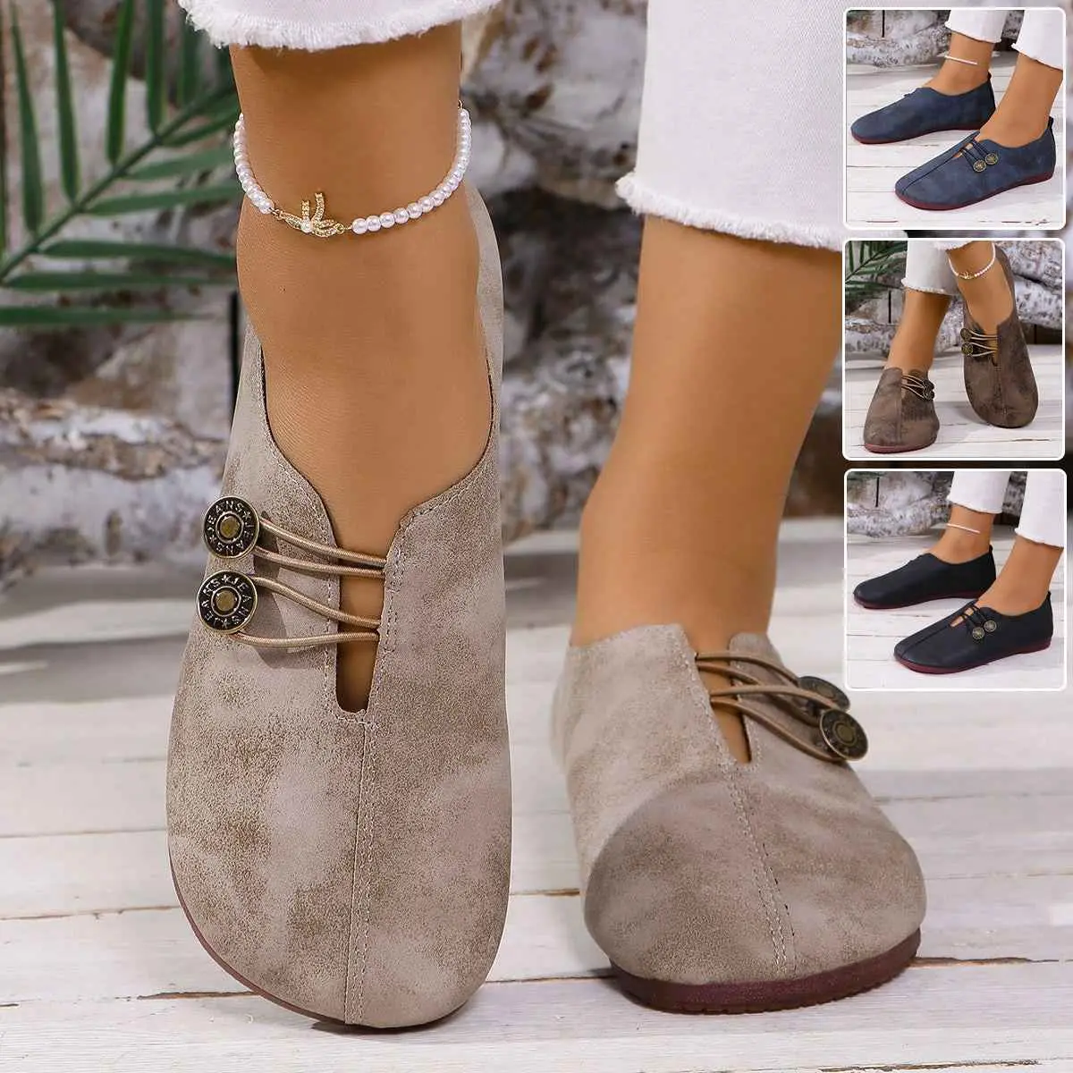 Women's Square-Toe Slip-On Flats — Casual Everyday Shoes