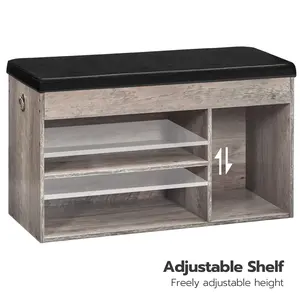 HOOBRO Entryway Bench with Flip-Open Storage Box and Adjustable Shelf,  Shoe Storage Bench with Padded Cushion, Shoe Rack with Hidden Compartment, for Entryway, Living Room, Greige#SpringSale #BigSpringSale