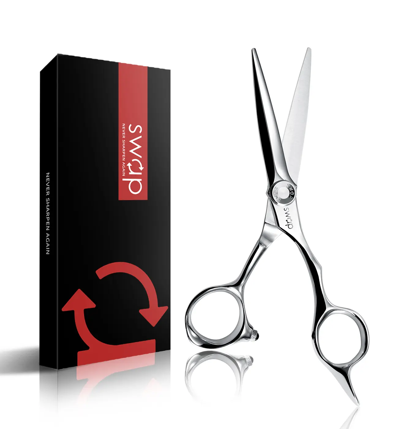 SWAP Professional Rubber Handle Hair Scissors Premium SUS 440C & Cobalt Stainless Steel Hair Cutting Scissors - Ergonomic Design hair shears Haircare Salon Heatless