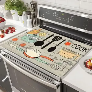 Soft Electric Stove Cover Cook Top Panel Protector Pad,Farm Wood Grain Design, Scratch Resistant, Easy Clean, Kitchen Counter Cover, Mother's Day Gift