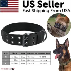The Perfect Part 2" Wide Tactical Heavy Duty Nylon Large Dog Collar K9 Military With Metal Buckle for 23-50KG Dogs